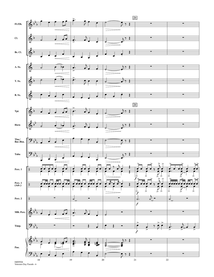 Veterans Day Parade - Conductor Score (Full Score) Concert Band scores gallery preview page 6