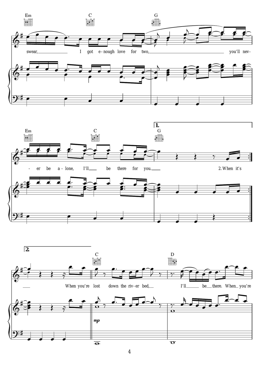 I'll Be There Piano, Vocal scores gallery preview page 4