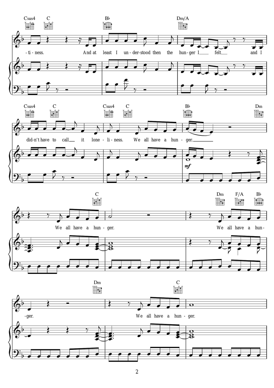 Hunger Hunger Piano, Vocal scores gallery preview page 2