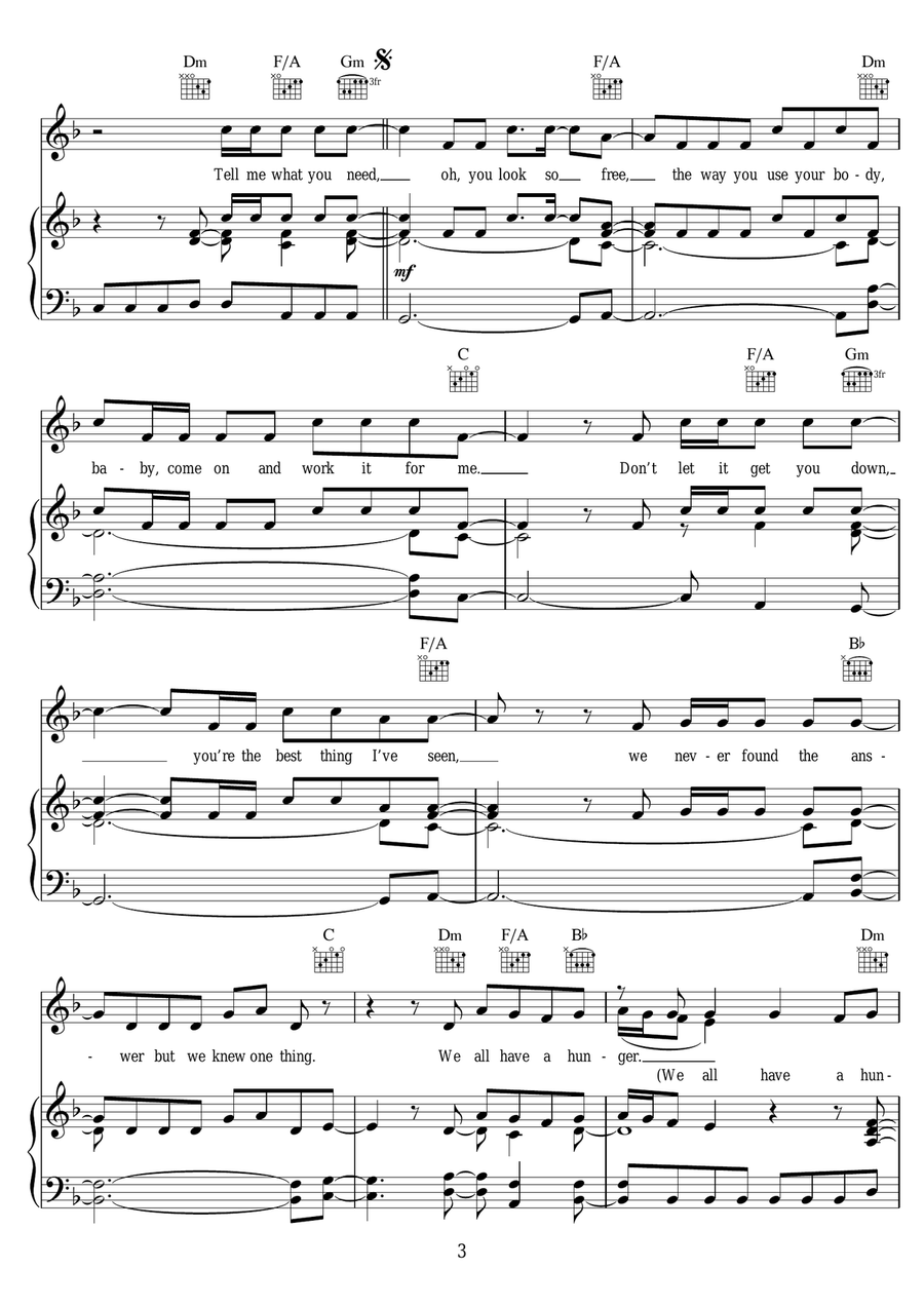 Hunger Hunger Piano, Vocal scores gallery preview page 3