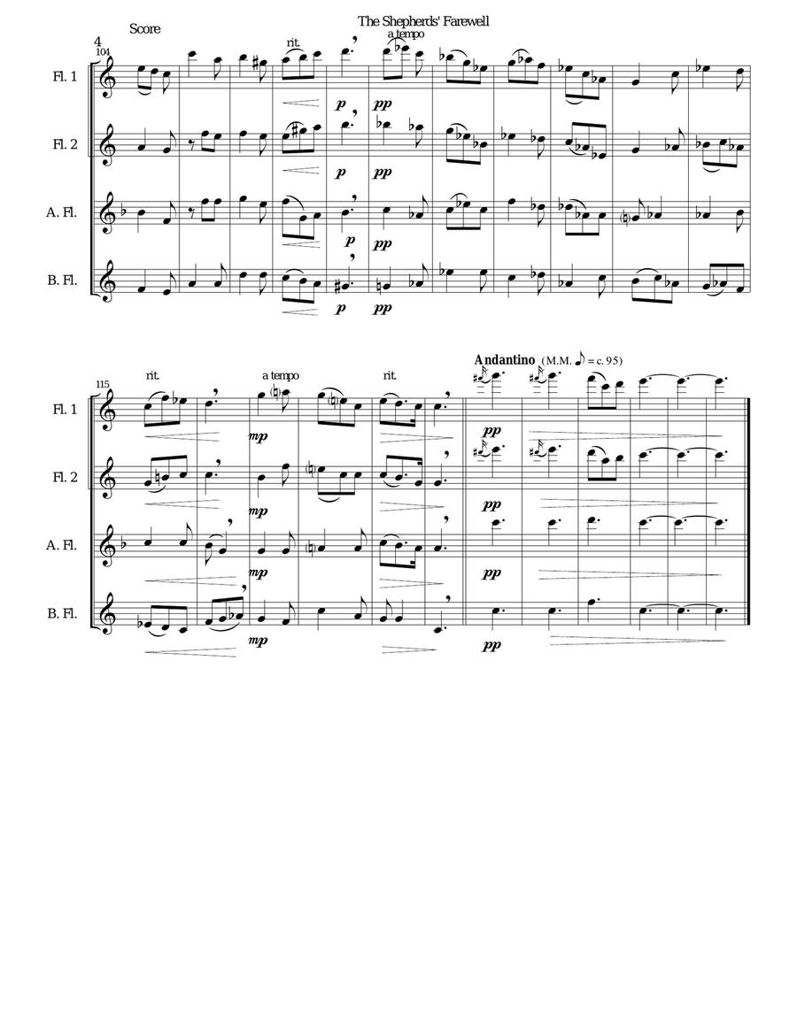The Shepherds' Farewell for flute quartet Flute Quartet scores gallery preview page 4