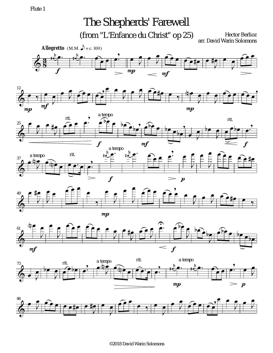 The Shepherds' Farewell for flute quartet Flute Quartet scores gallery preview page 5