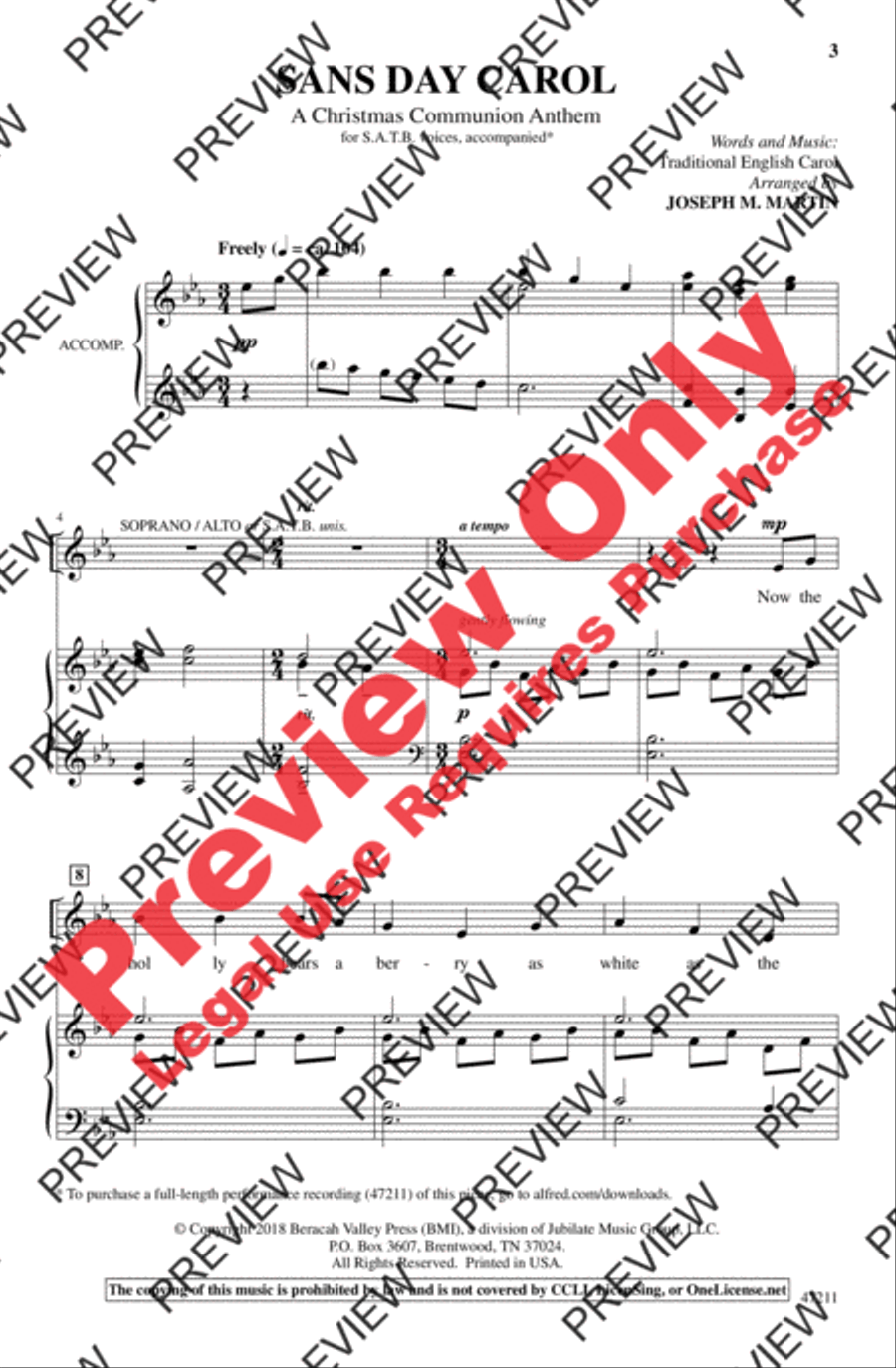 Sans Day Carol Sans Day Carol 4-Part scores gallery preview page 2