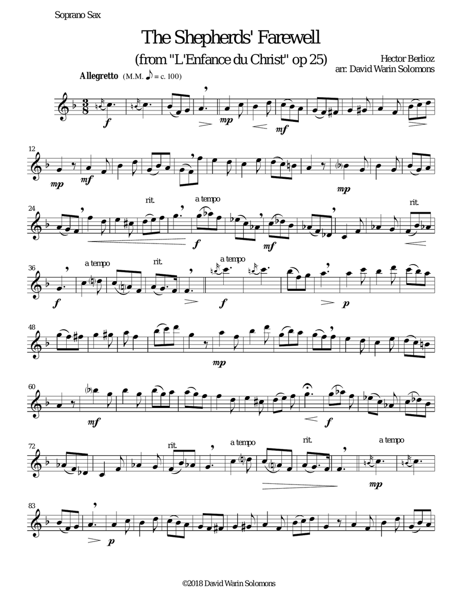 The Shepherds' Farewell for saxophone quartet Saxophone Quartet scores gallery preview page 5