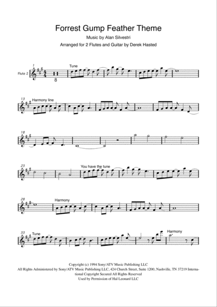 Forrest Gump - Main Title (Feather Theme) from the Paramount Motion Picture FORREST GUMP Flute scores gallery preview page 5