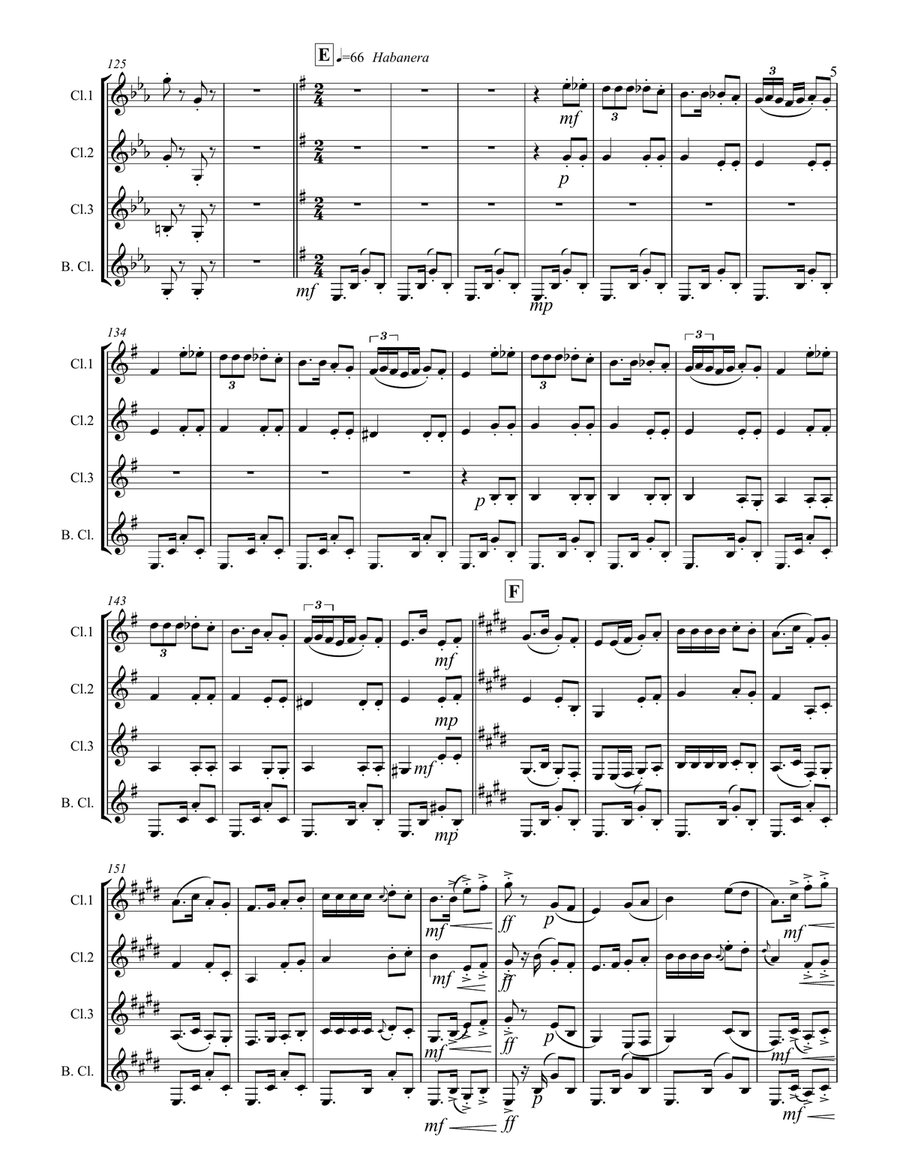 Bizet – Selections from CARMEN (for Clarinet Quartet) Clarinet Quartet scores gallery preview page 6