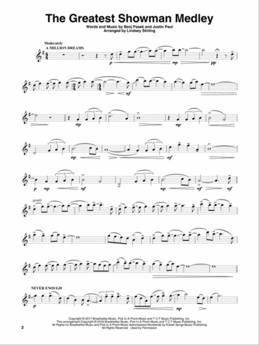 The Greatest Showman: Medley for Violin Violin Solo scores gallery preview page 2