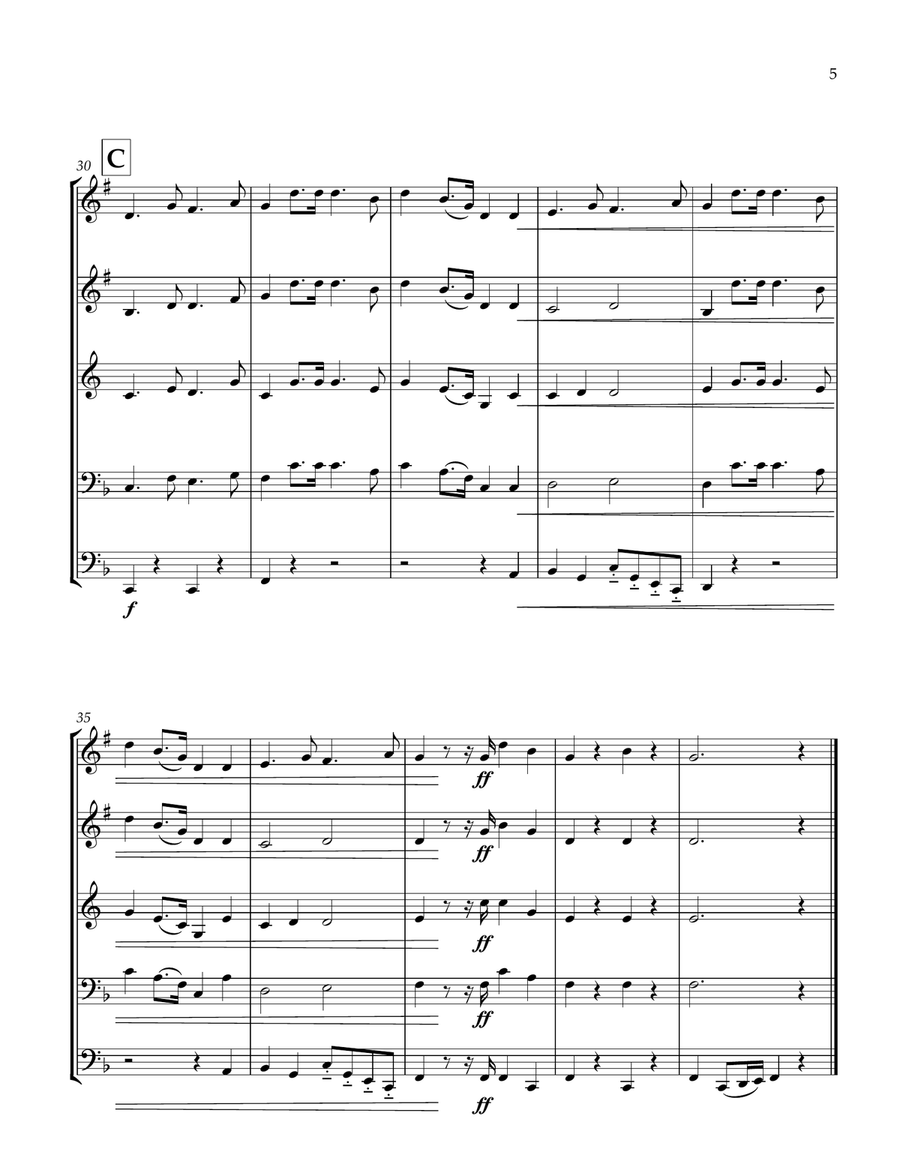 Azores Regional Anthem for Brass Quintet Brass Quintet scores gallery preview page 5