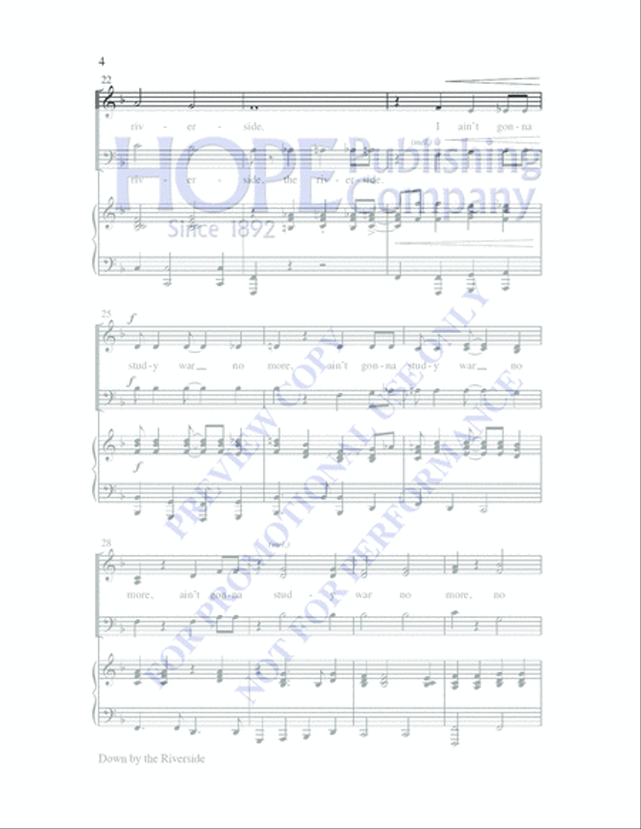 Down by the Riverside with Standing in the Need of Prayer 3-Part scores gallery preview page 3