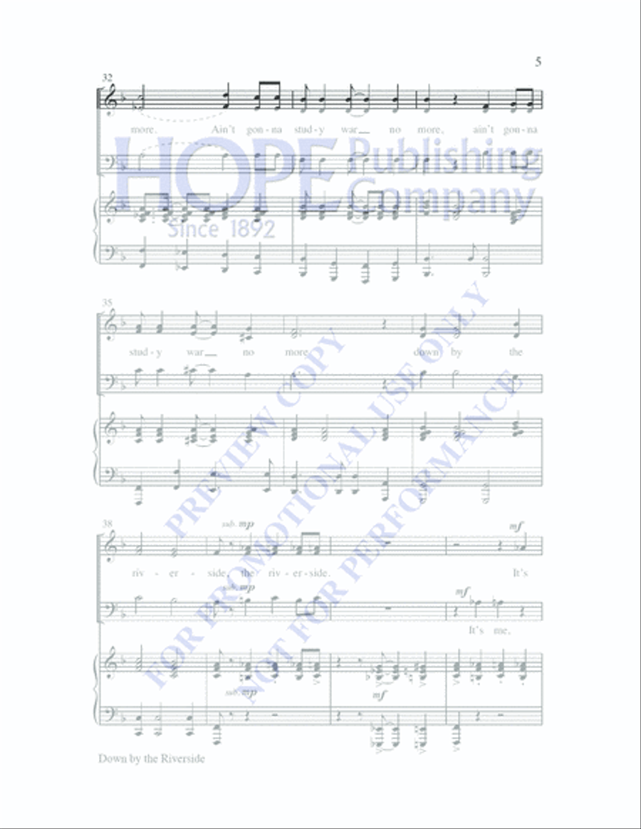Down by the Riverside with Standing in the Need of Prayer 3-Part scores gallery preview page 4