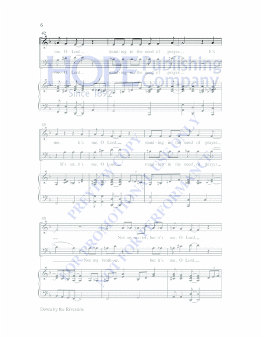 Down by the Riverside with Standing in the Need of Prayer 3-Part scores gallery preview page 5