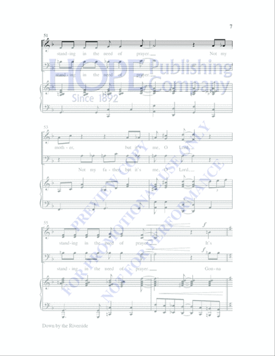 Down by the Riverside with Standing in the Need of Prayer 3-Part scores gallery preview page 6