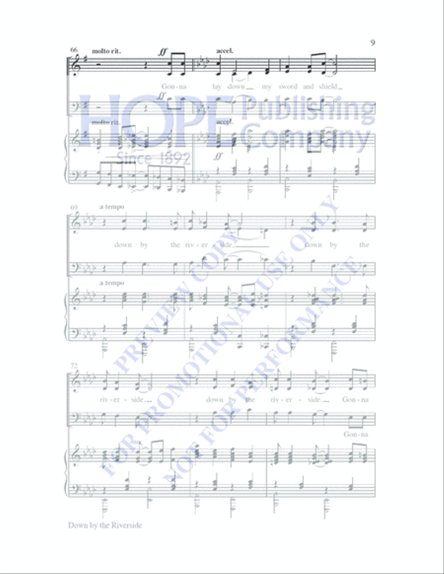 Down by the Riverside with Standing in the Need of Prayer 3-Part scores gallery preview page 8