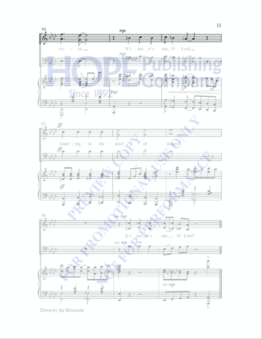 Down by the Riverside with Standing in the Need of Prayer 3-Part scores gallery preview page 10