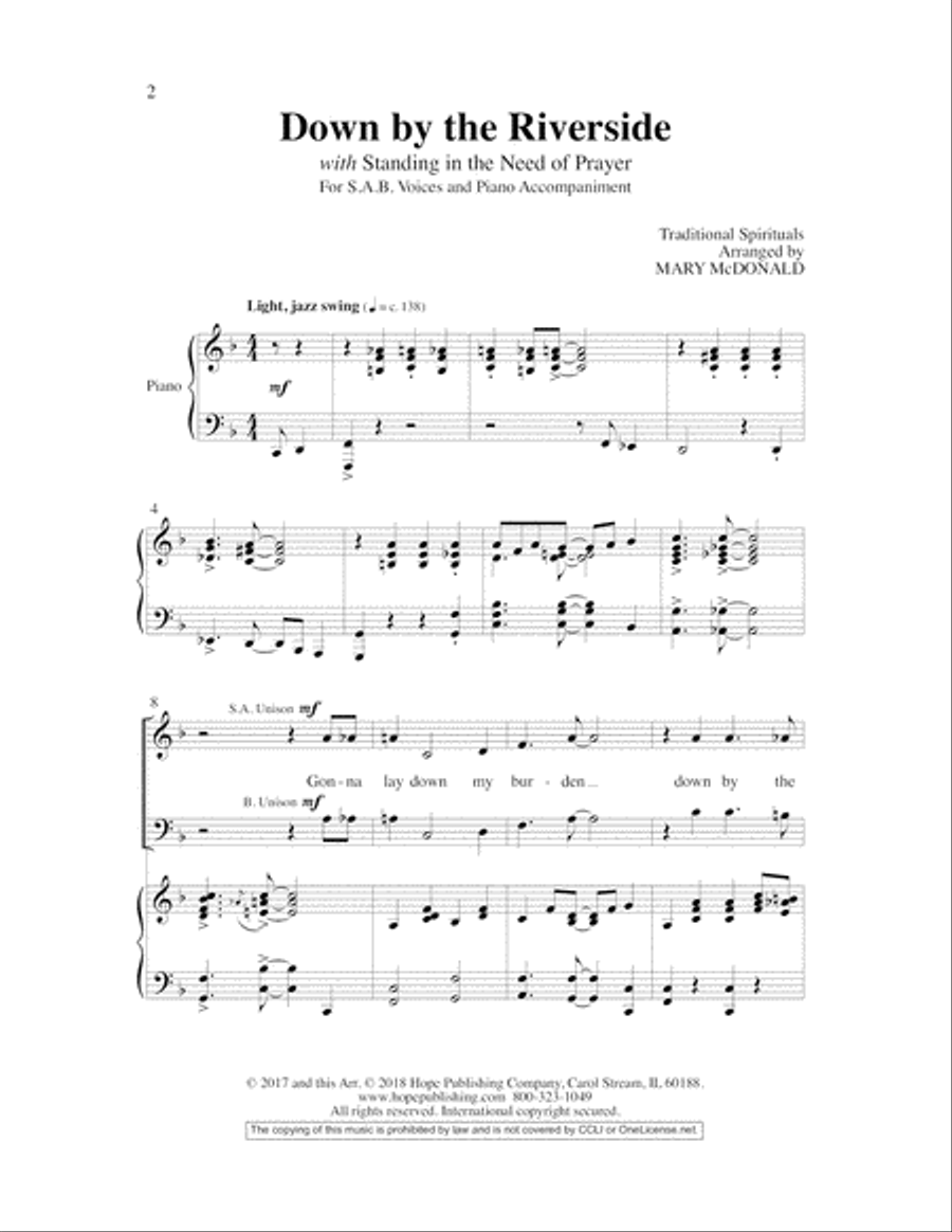 Down by the Riverside with Standing in the Need of Prayer 3-Part scores gallery preview page 12