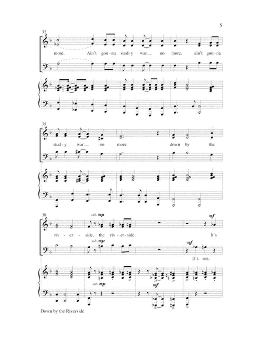 Down by the Riverside with Standing in the Need of Prayer 3-Part scores gallery preview page 15