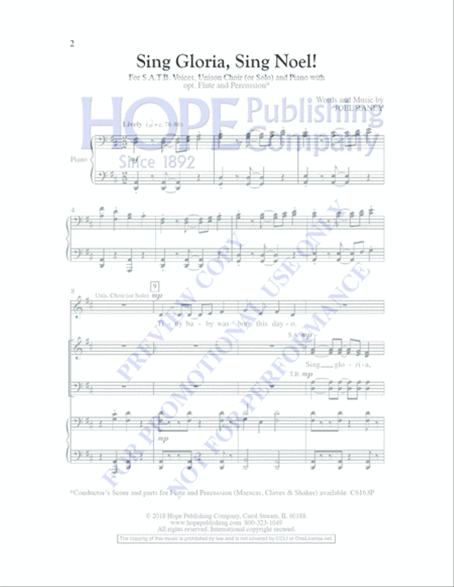 Sing Gloria, Sing Noel! SATB 4-Part scores gallery preview page 2