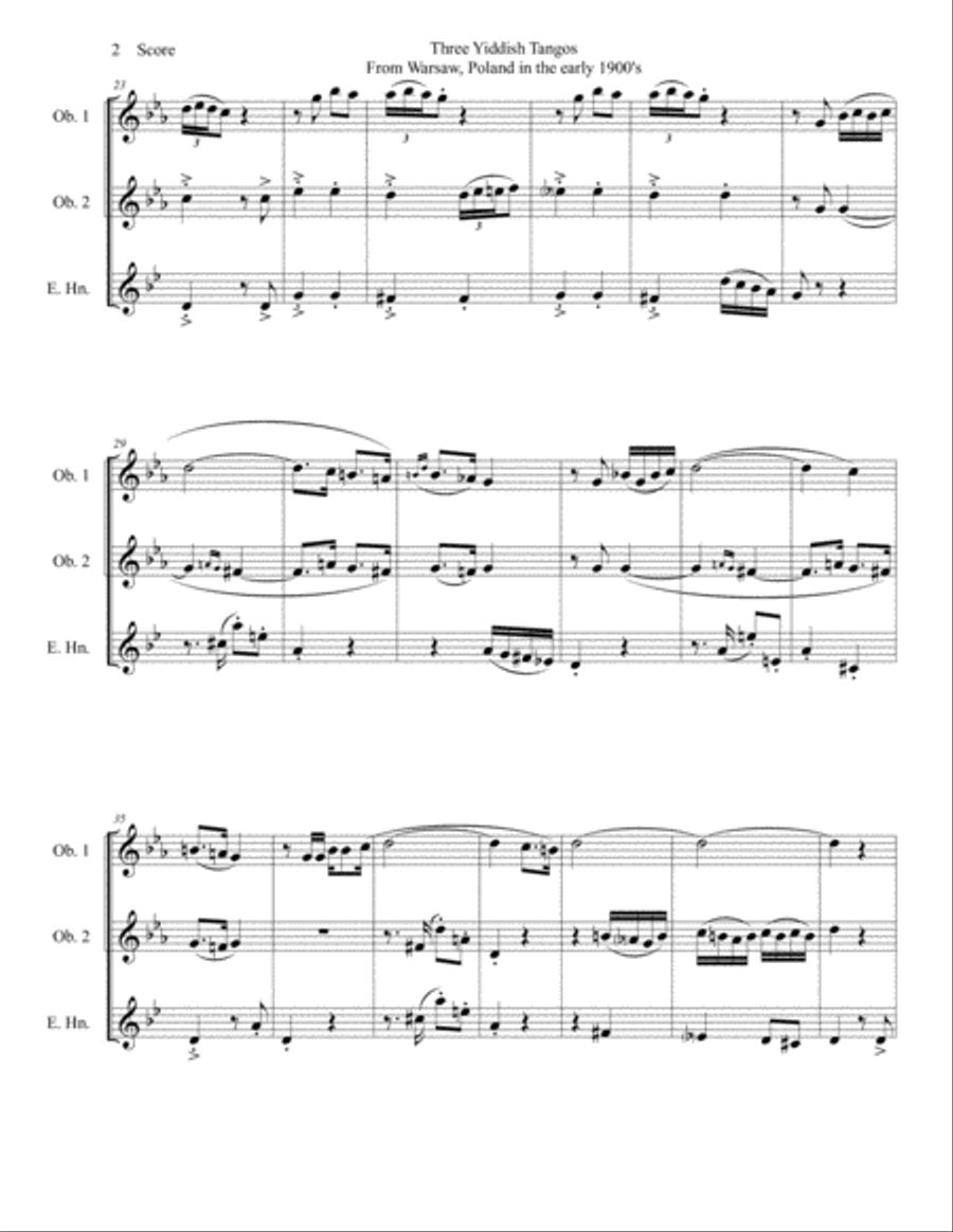 3 Yiddish Tangos for Oboe / English Horn Trio English Horn scores gallery preview page 3