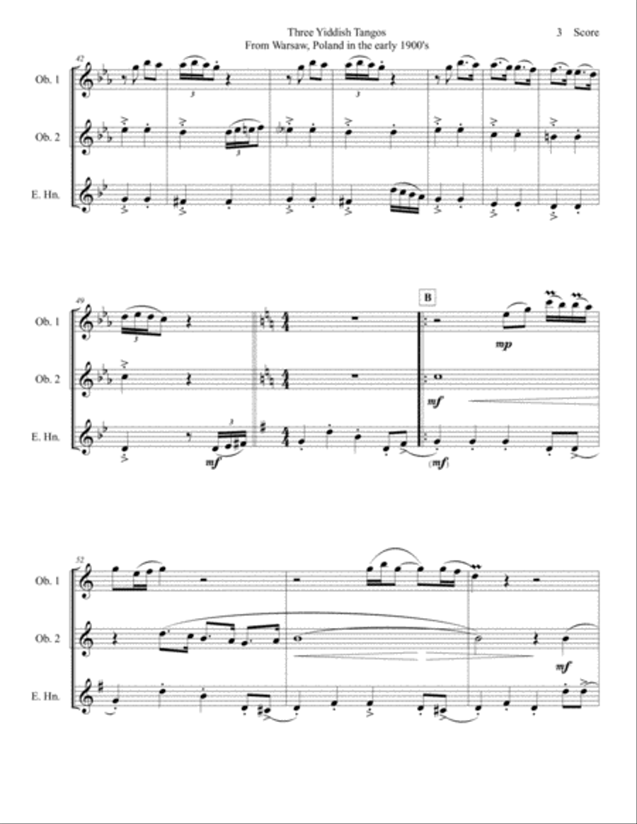 3 Yiddish Tangos for Oboe / English Horn Trio English Horn scores gallery preview page 4