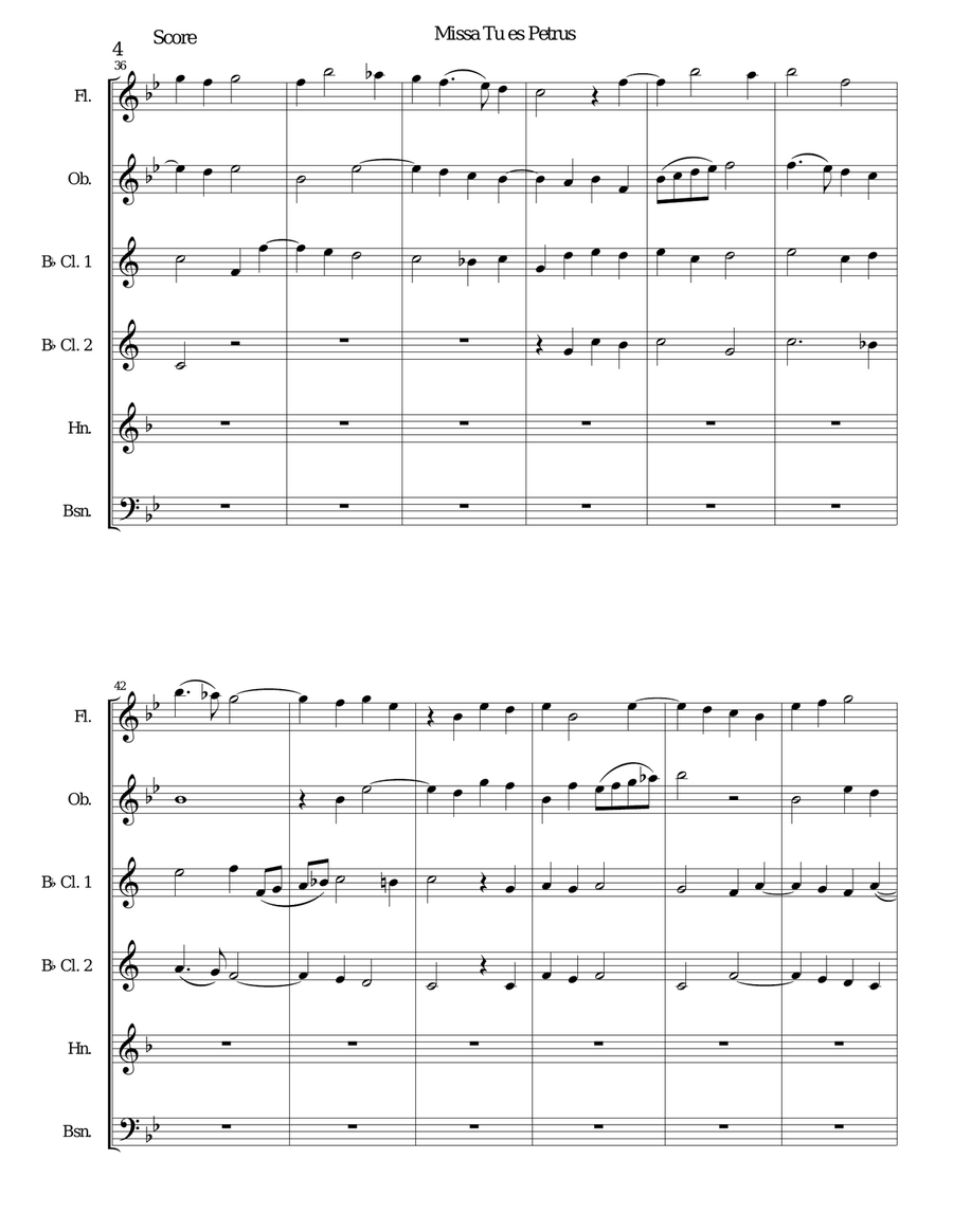 Missa Tu Es Petrus (Mass on Thou art Peter) wind sextet (quintet with extra clarinet) Woodwind Quintet scores gallery preview page 4