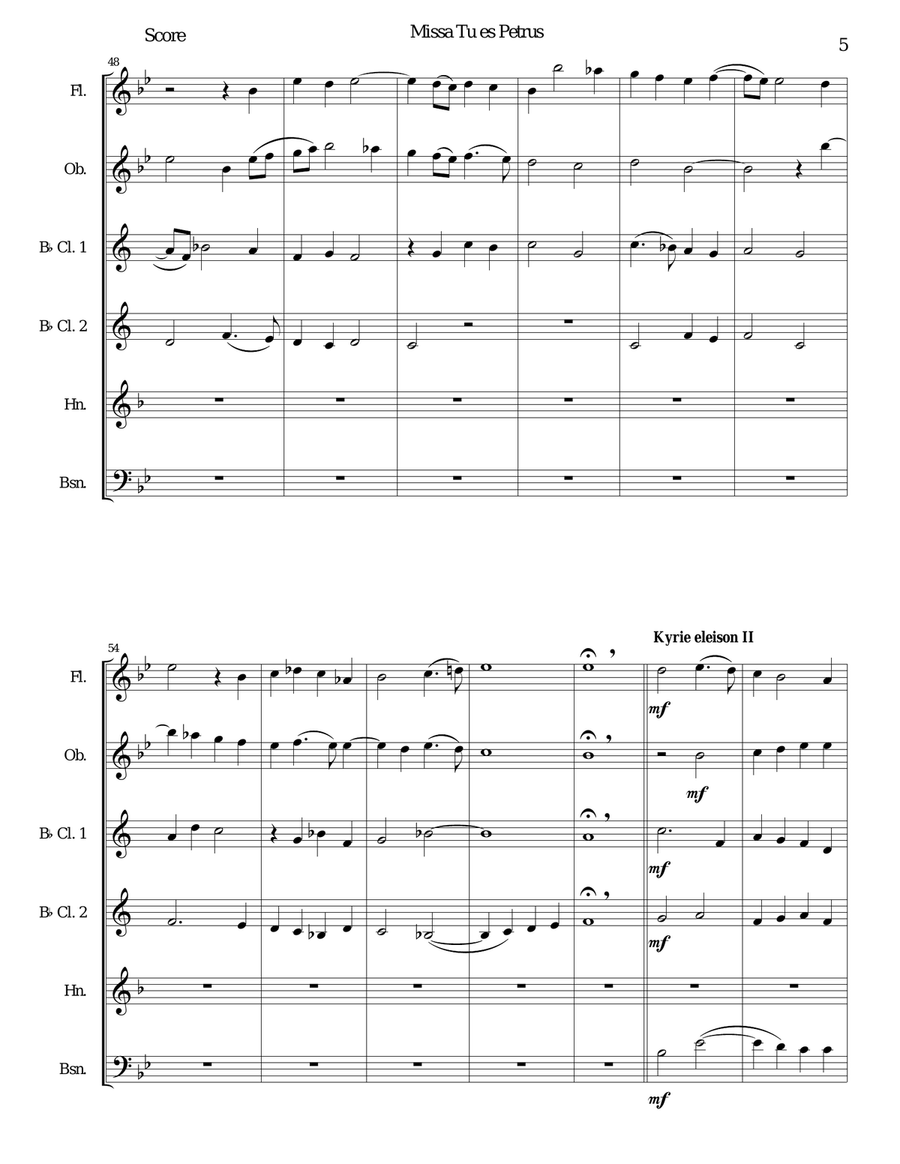 Missa Tu Es Petrus (Mass on Thou art Peter) wind sextet (quintet with extra clarinet) Woodwind Quintet scores gallery preview page 5