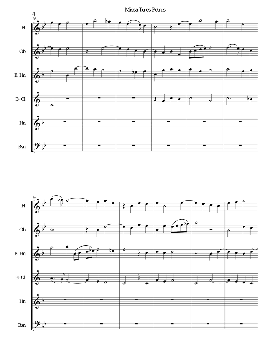 Missa Tu Es Petrus (Mass on Thou art Peter) wind sextet (wind quintet with added cor anglais) Woodwind Quintet scores gallery preview page 4