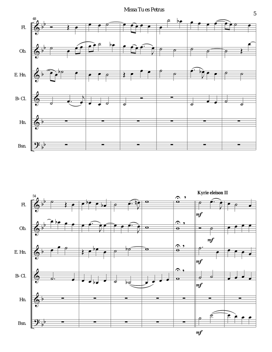 Missa Tu Es Petrus (Mass on Thou art Peter) wind sextet (wind quintet with added cor anglais) Woodwind Quintet scores gallery preview page 5
