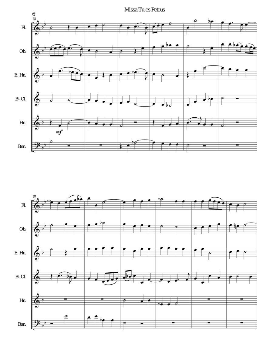 Missa Tu Es Petrus (Mass on Thou art Peter) wind sextet (wind quintet with added cor anglais) Woodwind Quintet scores gallery preview page 6