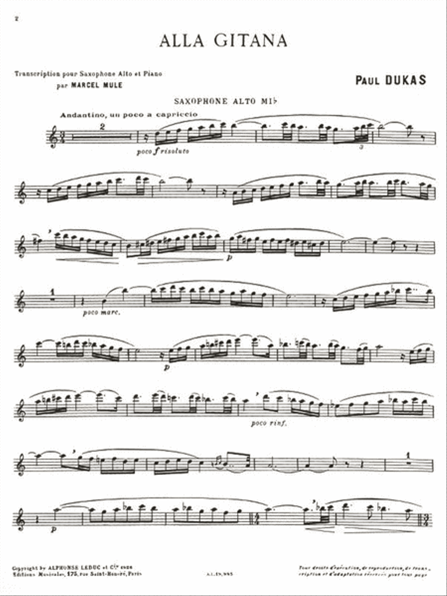 Alla Gitana Alto Saxophone scores gallery preview page 2