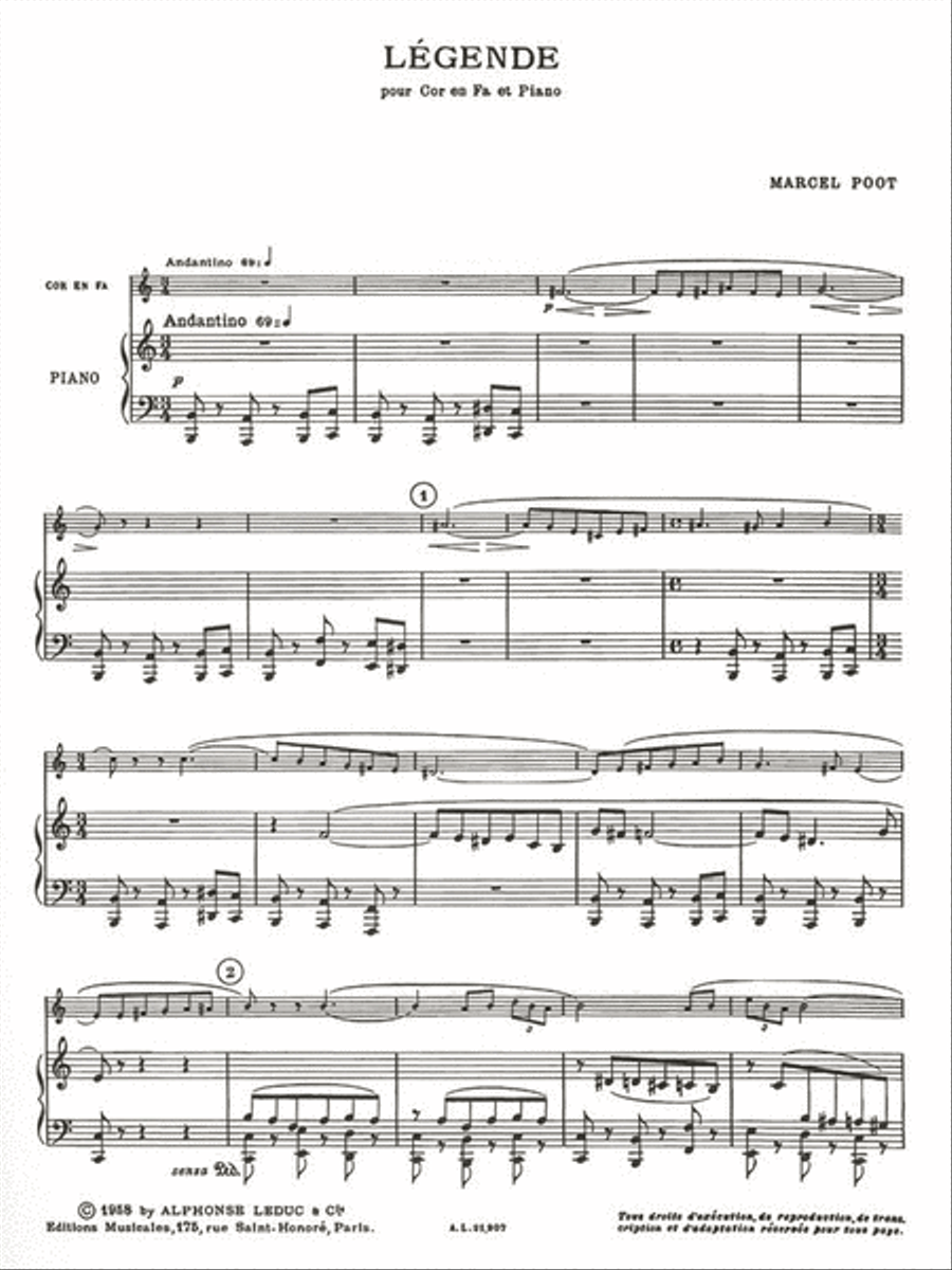 Legend, For Horn In F And Piano Piano Accompaniment scores gallery preview page 2