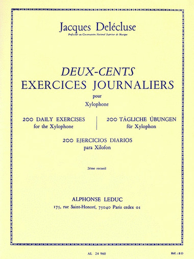 200 Exercices Journaliers Pour Xylophone Vol.2 (percussion Solo)