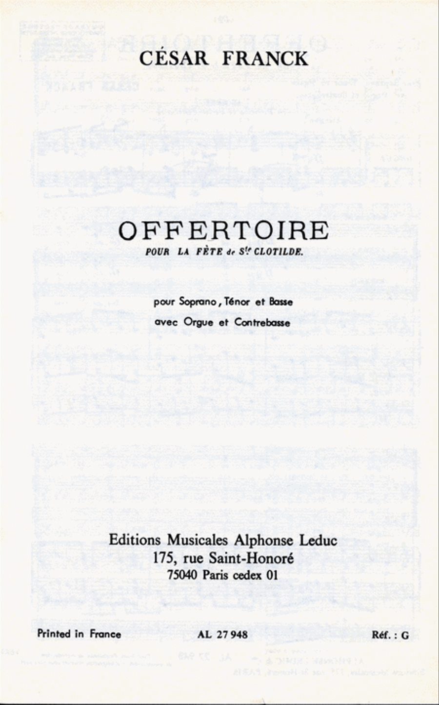 Franck Quare Fremerunt Gentes Offer Toire Pour Ste Clotilde Stb STB scores gallery preview page 1