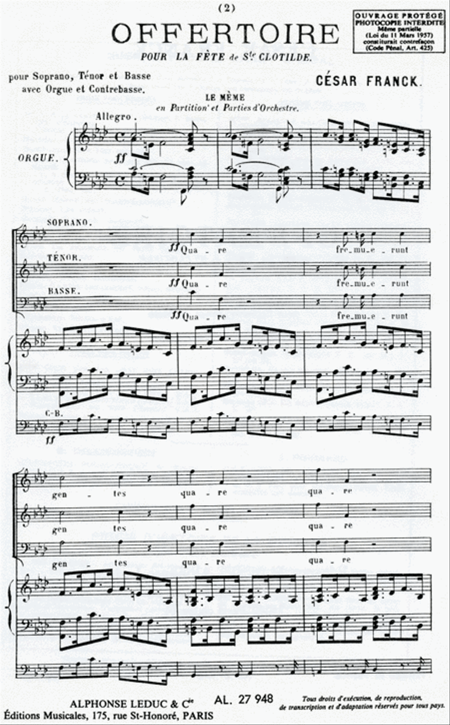 Franck Quare Fremerunt Gentes Offer Toire Pour Ste Clotilde Stb STB scores gallery preview page 2