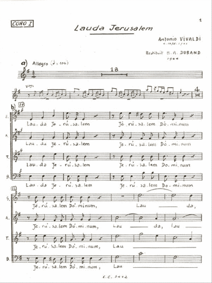 Lauda Jerusalem (chorus Part 1) (choral) Choir scores gallery preview page 1