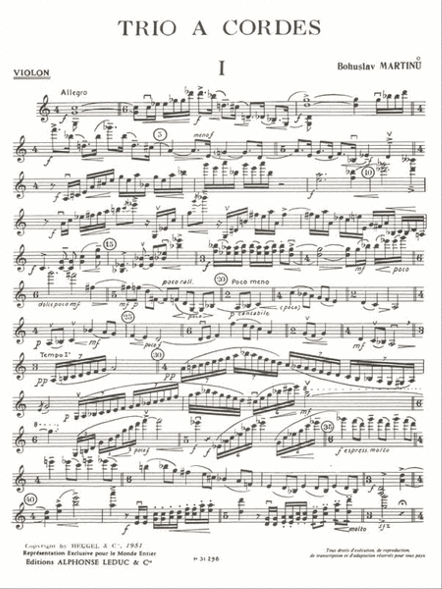 Trio A Cordes No.1, H136 (trio - Strings) String Trio scores gallery preview page 2