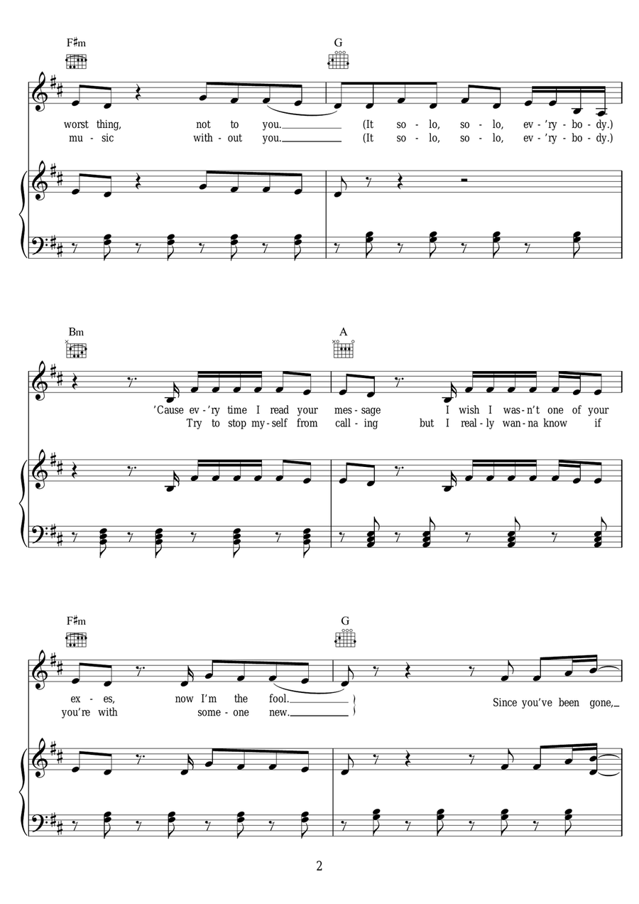 Solo (feat. Demi Lovato) Solo (feat. Demi Lovato) Piano, Vocal scores gallery preview page 2