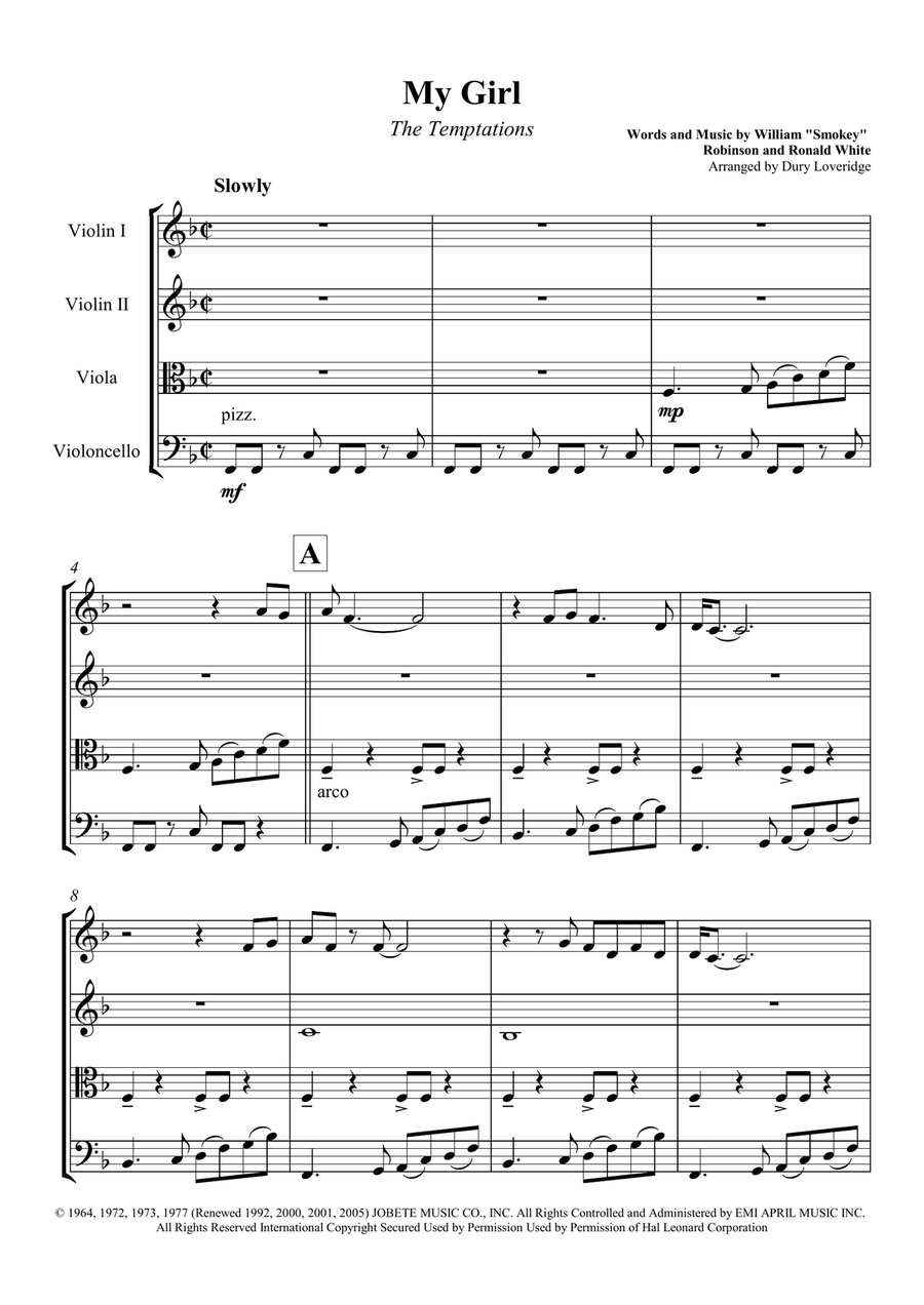 My Girl String Quartet scores gallery preview page 2