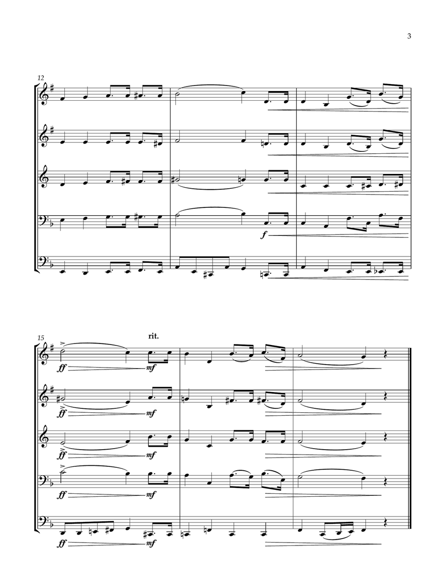 La Espero (The Hope) for Brass Quintet (Anthem of the Esperanto language) Brass Quintet scores gallery preview page 3