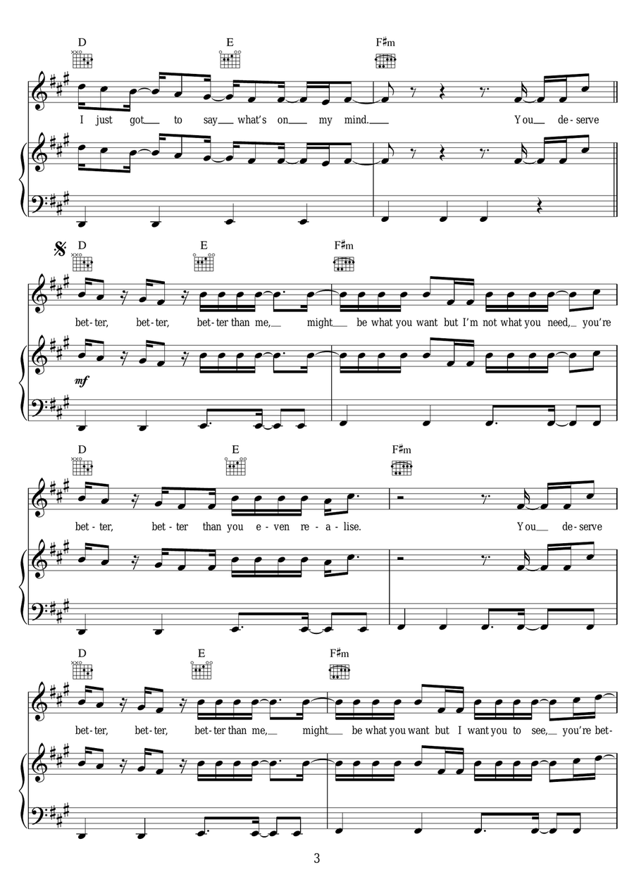 You Deserve Better You Deserve Better Piano, Vocal scores gallery preview page 3