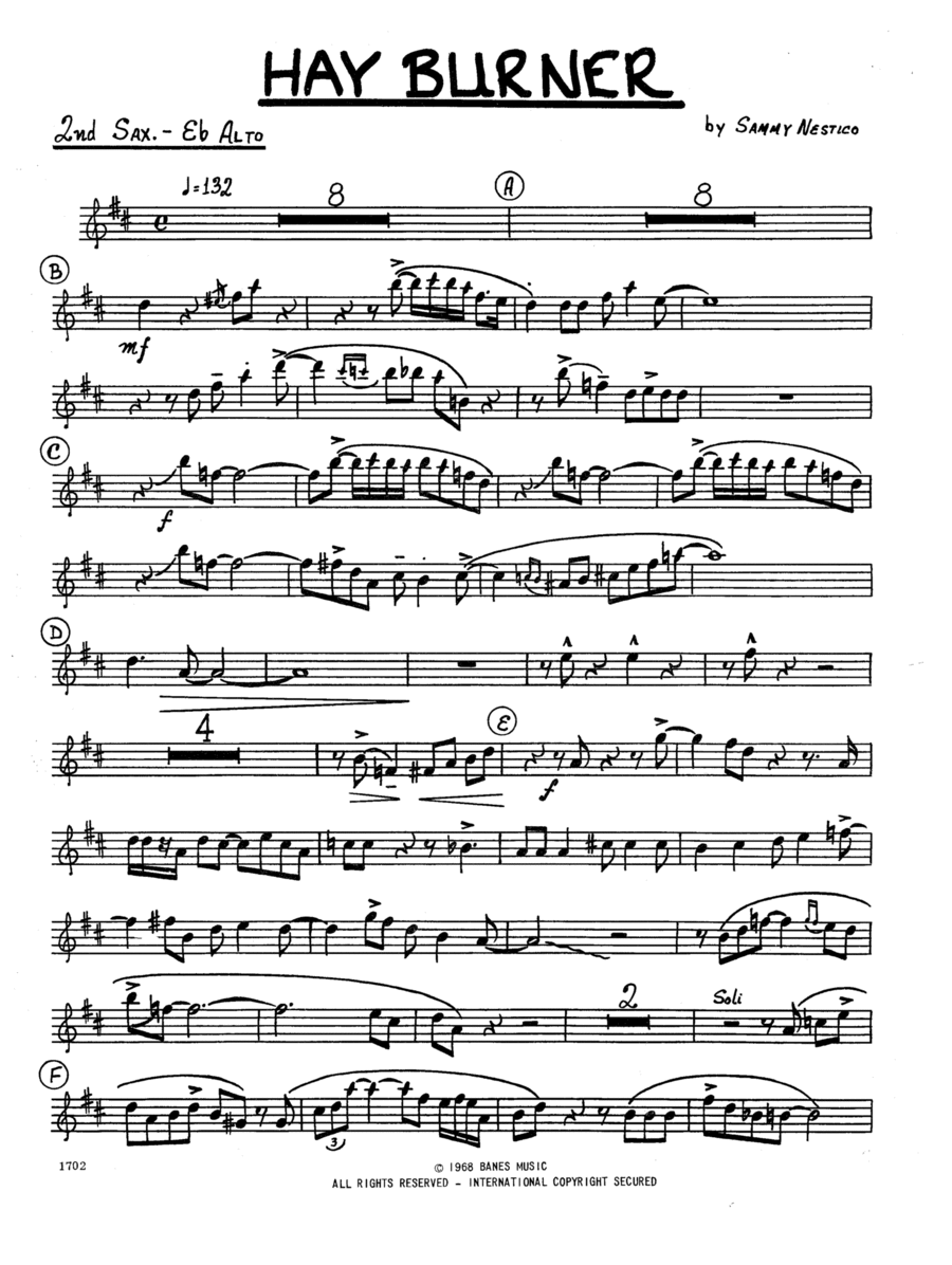 Hay Burner - 2nd Eb Alto Saxophone Alto Saxophone scores gallery preview page 1