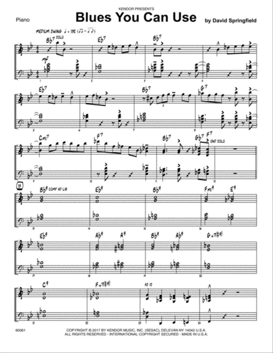 Blues You Can Use - Piano Easy Piano scores gallery preview page 1