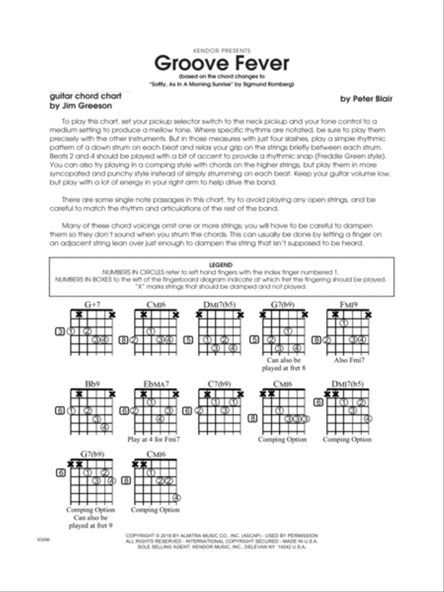 Groove Fever (based on Softly, As In A Morning Sunrise - Guitar Chord Chart Electric Guitar scores gallery preview page 1