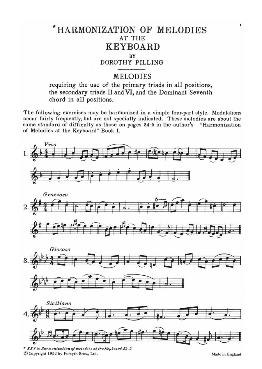 Harmonization of Melodies at the Keyboard, Book 2 by Dorothy Pilling Piano Method scores gallery preview page 5
