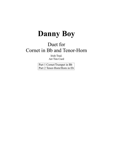 Danny Boy. Duet for Cornet and Tenor Horn.