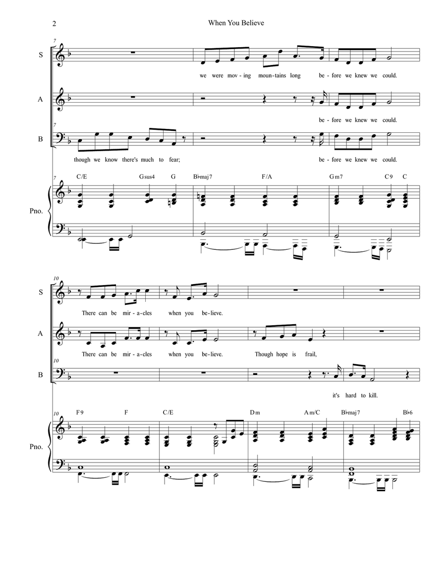 When You Believe (From The Prince Of Egypt) When You Believe (From The Prince Of Egypt) 3-Part scores gallery preview page 2