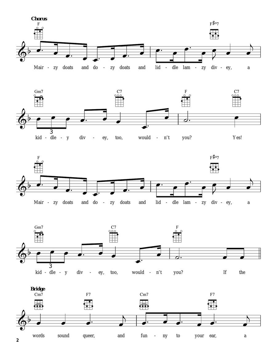 Mairzy Doats Mairzy Doats Ukulele scores gallery preview page 2