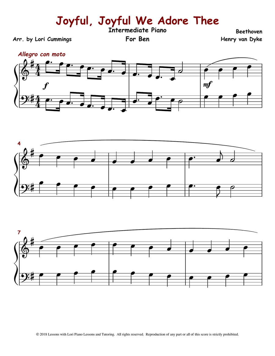 Joyful, Joyful We Adore Thee Piano Method scores gallery preview page 2
