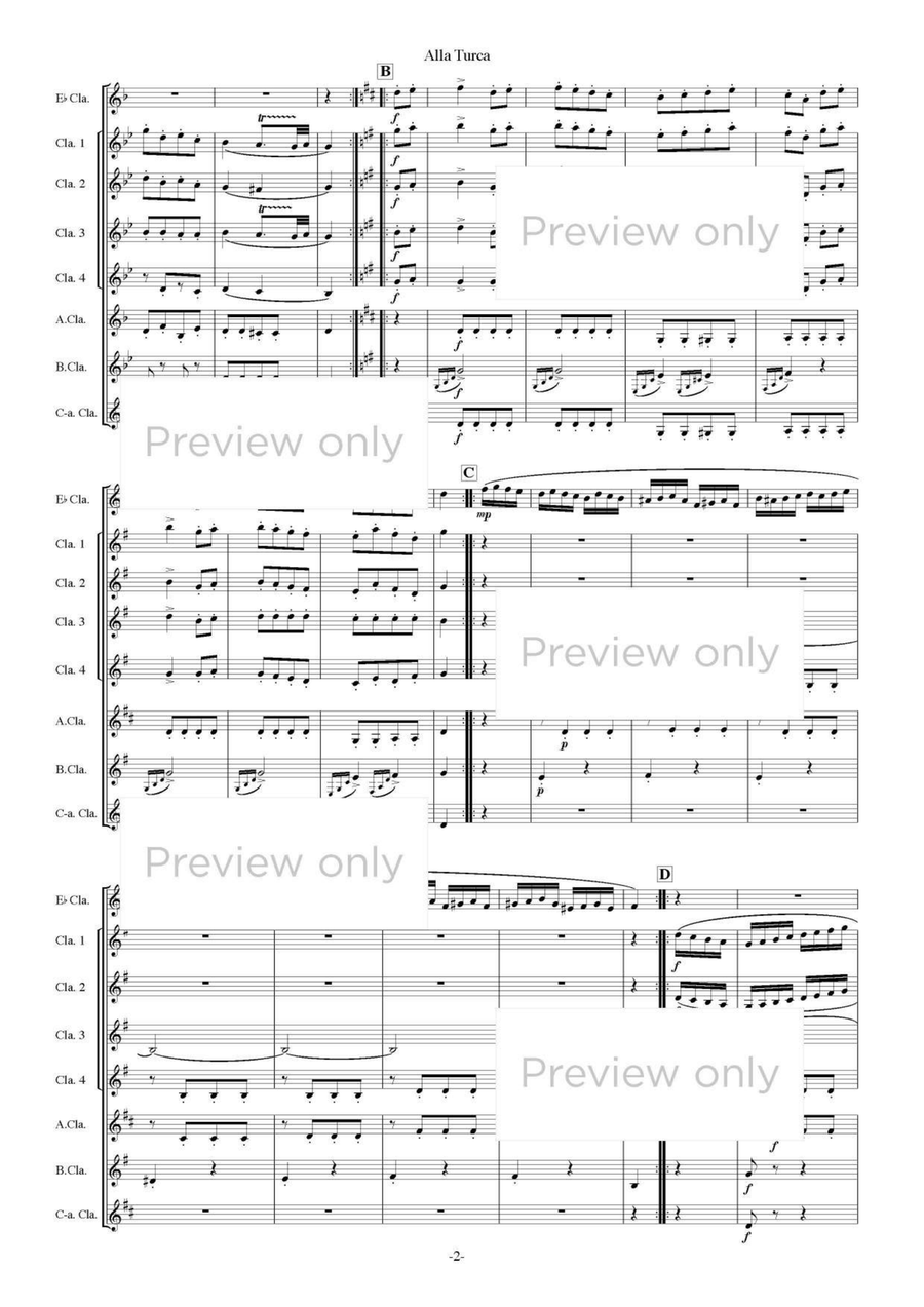Alla Turca - Clarinet Octet Clarinet Quartet scores gallery preview page 3