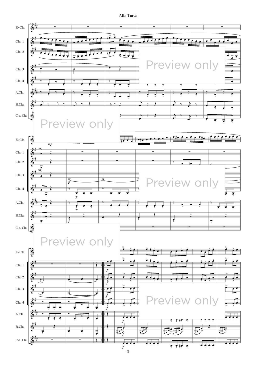 Alla Turca - Clarinet Octet Clarinet Quartet scores gallery preview page 4