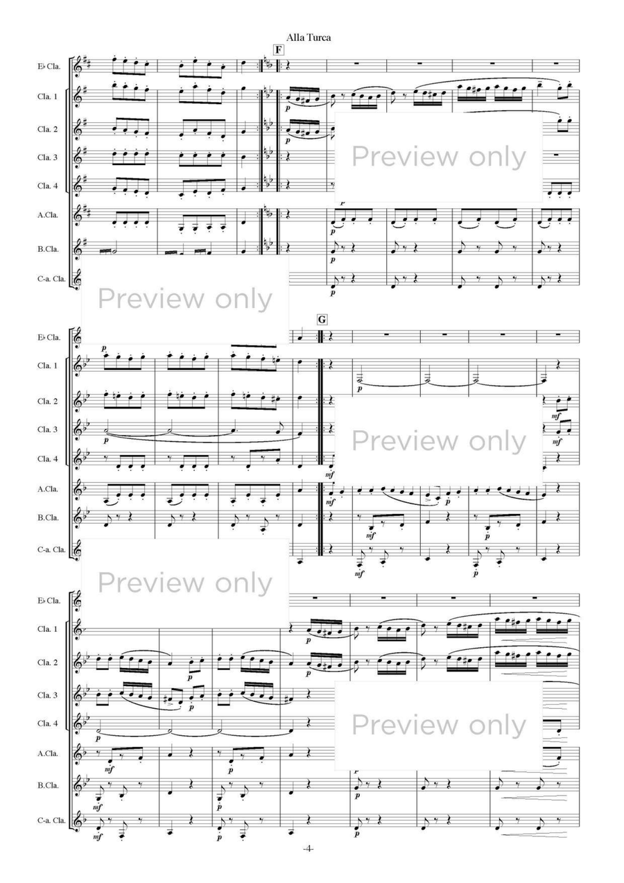 Alla Turca - Clarinet Octet Clarinet Quartet scores gallery preview page 5